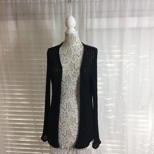 Chico's Hip Length Bell Sleeve Open Knit Silk Card